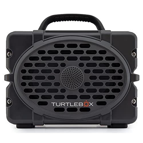 Turtlebox Gen 2: Loud! Outdoor Portable Bluetooth 5.0 Speaker | Rugged, IP67, Waterproof, Impact Resistant & Dustproof (Plays to 120db, Pair 2X for True L-R Stereo), Thunderhead Gray/Black