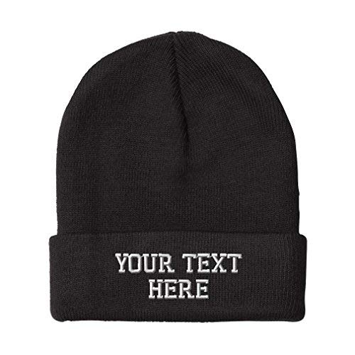 Winter Hat Beanie for Men & Women Custom Personalized Text Name Embroidery Acrylic Skull Cap Hat Black