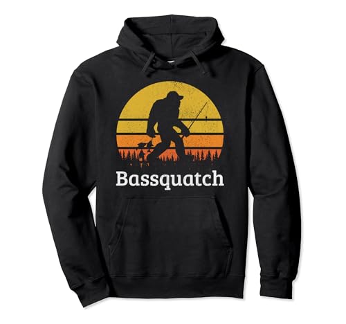 Bassquatch Funny Bass Fishing Sasquatch Bigfoot Vintage Gift Pullover Hoodie