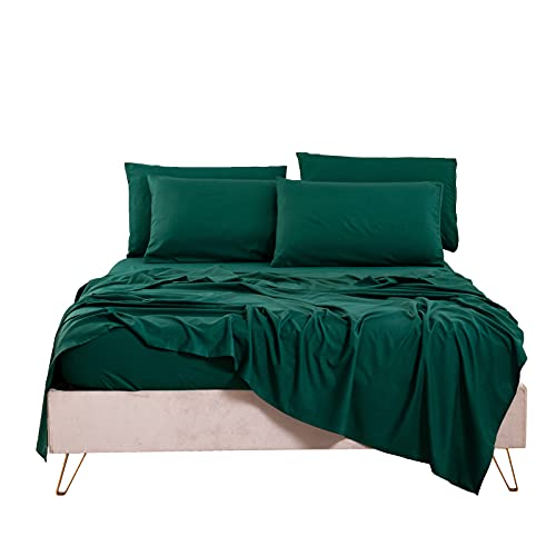 Bedlifes Queen Sheet Set- Cooling Sheets-Ultra Soft-Silky-Breathable-Deep Pocket- 1800 Series Bedding Set Microfiber- Green Bed Sheets Queen Size 4 Pieces
