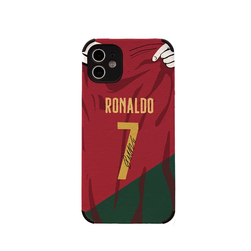Slrioks Ronaldo Jersey Phone Case Creative Soccer Case for iPhone 11 Thin Soft Imitation Leather Shockproof