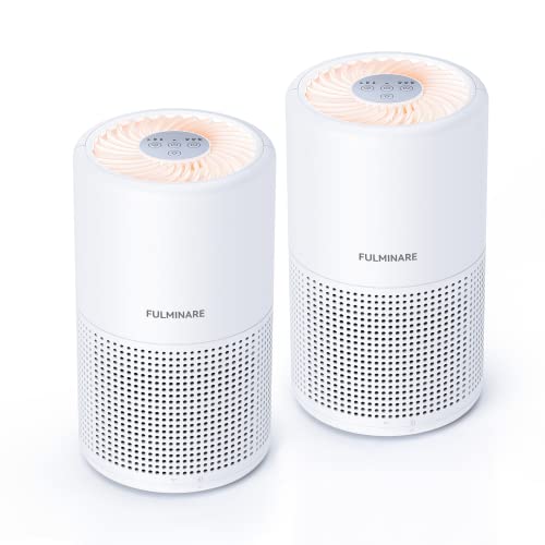 FULMINARE Air Purifiers for Bedroom H13 True HEPA Air Filter Quiet Air Cleaner With Night Light Portable Small Air Purifier for Home, Office, Living Room (White 2 Pack)