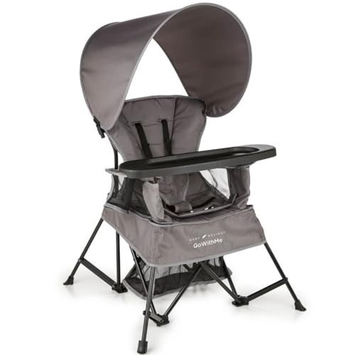 Baby Delight Go with Me Venture Portable Chair | Indoor and Outdoor | Sun Canopy | 3 Child Growth Stages | Grey