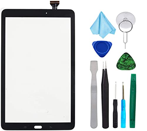 Black Touch Screen Digitizer for Samsung Galaxy Tab E 9.6' - Glass Replacement for SM-T560 SM-T561 T560 T561(Not Include LCD) with Tools + Pre-Installed Adhesive