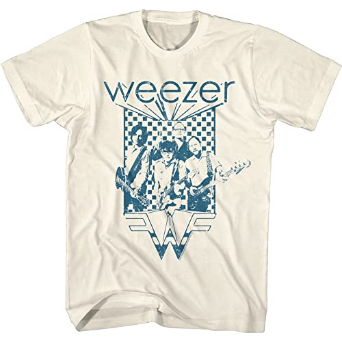 Weezer Rock Music Band & Logo Vintage Style Adult Short Sleeve T Shirt Graphic Tees Off-White