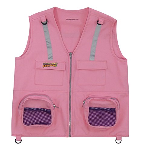 Kids Reflective Strip 100% Safety Vest (Large, Pink Vest)