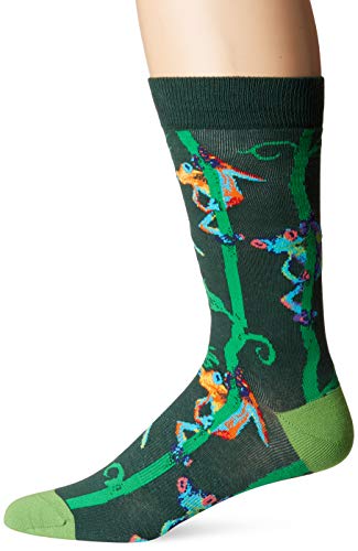 K. Bell Men's Novelty Wild Animals Crew Socks, Green (Tree Frog), Shoe Size: 6-12