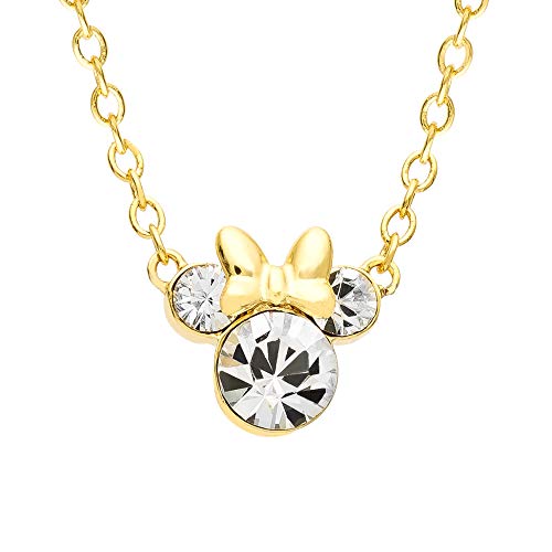 Disney Minnie Mouse Birthstone Jewelry, April Birth Month Pendant Necklace, Yellow Flash Plated, Clear Crystal