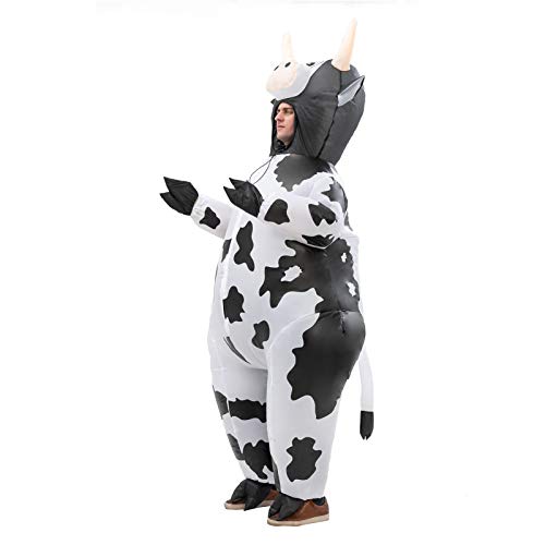 Inflatable Costume Cow Game Adult Funny Blow up Suit Halloween Cosplay Party Black