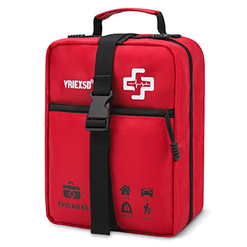 VRIEXSD 400 Piece Large First Aid Kit Premium Emergency Kits for Home, Office, Car, Outdoor, Hiking, Travel, Camping, Survival Medical First Aid Bag, Red
