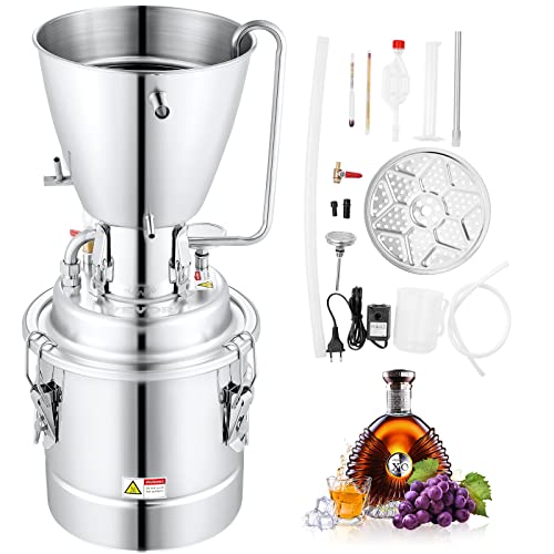 VEVOR Alcohol Still, 13 Gal/50L Alcohol Distiller, Distillery Kit for Alcohol with 304 Stainless Steel Tube & Circulating Pump & Build-in Thermometer & Exhaust Port for DIY Whisky Wine Brandy
