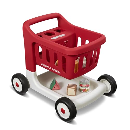 Radio Flyer Scan & Sort Shopping Cart with Lights & Sounds, Baby Walker with Wheels, Red Shopping Cart for Kids Ages 1+