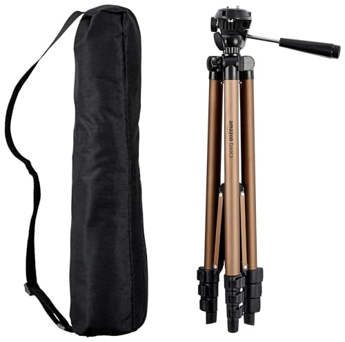 Amazon Basics 50-inch Lightweight Camera Mount Tripod Stand With Bag, Black/Brown