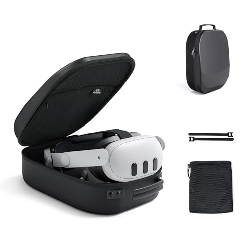 Aubika Carrying Case for Oculus Quest 2/Meta Quest 3/Pico 4/Vision Pro, Compatible with Elite/Battery Headset Strap Accessories, Hard Travel Case - Black