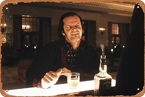 Shining by Stanley Kubrik with Jack Nicholson, 1980 (d pres StephenKing) (photo) Tin Metal Vintage Sign Wall Decor Funny Decoration for Home Kitchen Bar Room Garage Movie Poster Plaque 12x8 Inch