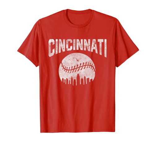 Cincinnati Baseball Ohio Skyline City Vintage Style Gameday T-Shirt