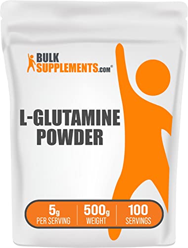 BULKSUPPLEMENTS.COM L-Glutamine Powder - Glutamine Supplement, L-Glutamine 5000mg, L Glutamine Powder - Unflavored & Gluten Free, 5000mg per Serving, 500g (1.1 lbs) (Pack of 1)