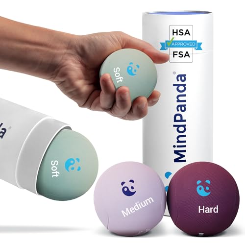 Mind & Body Stress Balls For Adults - Tri-Density Hand Therapy Exercise Squeeze Balls - Grip Strengthening For Hand Therapy - Anxiety And Stress Relief - Physical Therapy Support Fidget with Gel Core