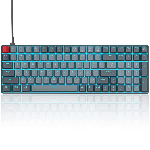 MageGee 100 Keys Mechanical Gaming Keyboard, Red Switch, 96% Compact Layout LED Blue Backlit Wired Keyboard with Numpad Arrow Keys, for PC Laptop, for Game and Office, Grey Black