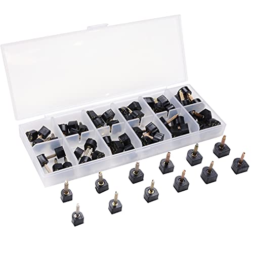 luakesa 24 Pairs High Heel Replacement Tips Womens Shoes Tips Repair Kit,6 Size,8,/9/10/11/12/12.5mm,U-Shape (Black)