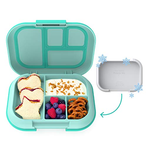 Bentgo Kids Chill Lunch Box - Leak-Proof Bento Box with Removable Ice Pack & 4 Compartments for On-the-Go Meals - Microwave & Dishwasher Safe, Patented Design, & 2-Year Warranty (Aqua)