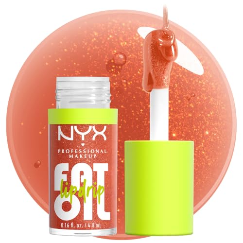 NYX PROFESSIONAL MAKEUP Fat Oil Lip Drip, Moisturizing, Shiny and Vegan Tinted Lip Gloss - Follow Back (Shimmering Warm Nude)