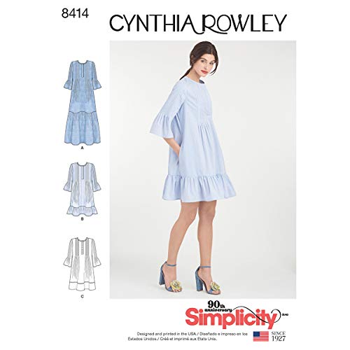 Simplicity Pattern 8414 Misses' Pintuck Ruffle Dress by Cynthia Rowley, Size XS-XL
