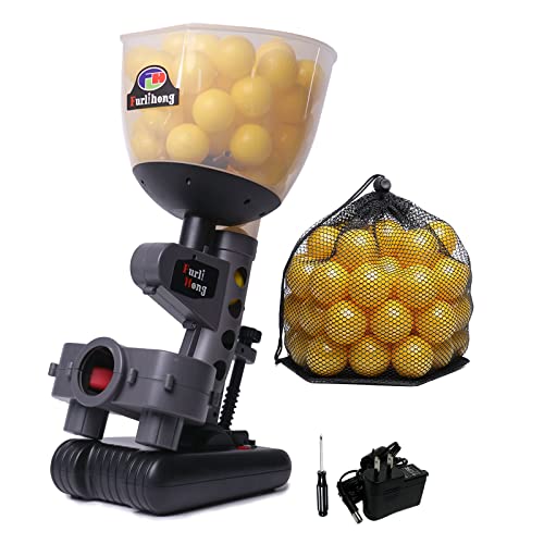 Furlihong 692BH Baseball Pitching Machine, Use Ping Pong Size Training Balls for Visual Acuity and Hitting Accuracy Improvement, Powered by Batteries or AC Power, Includes 60 pcs Balls
