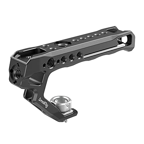 SMALLRIG Top Handle with Locating Holes for ARRI for Camera Cage, Ergonomic Design, with Anti-Off Designed Cold Shoe Adapter - 2165C