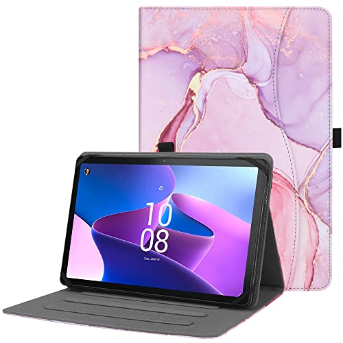 HGWALP Universal Case for 9inch-10.5inch Tablet,Multi-Viewing Angels PU Leather Stand Folio Case Cover with Handstrap for 9' 10.1' 10.5' Touchscreen Tablet, with Adjustable Fixing Silicon Band-MPK