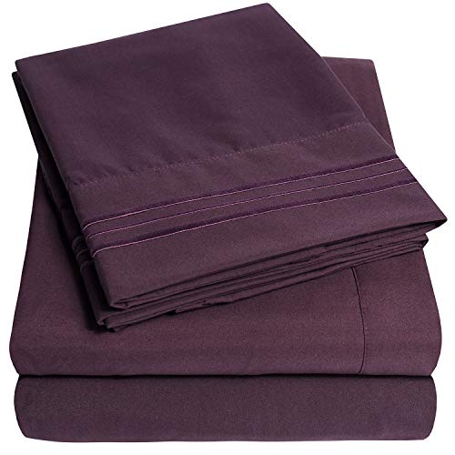 1500 Supreme Collection Bed Sheet Set - Extra Soft, Elastic Corner Straps, Deep Pockets, Wrinkle & Fade Resistant Hypoallergenic Sheets Set, Luxury Hotel Bedding, Queen, Purple