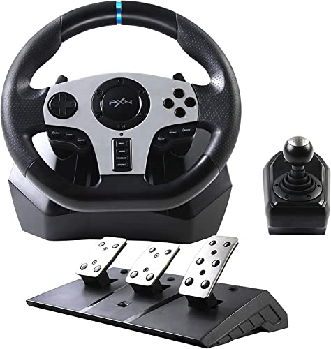 PXN V9 Game steering wheel With Pedals and Shifter,PC Game Racing Wheel 270°/900° Adjustable-Support Vibration and Headset Function, For Xbox One, Xbox Series S/X PS4, PS3,Nintendo Switch