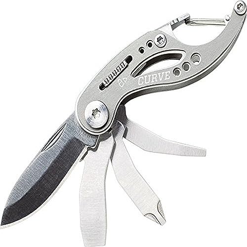 Gerber Gear Curve Multi-Tool - 6-in-1 Screwdriver and Pocket Knife Set - EDC Gear Multi-Tool Keychain - Gray