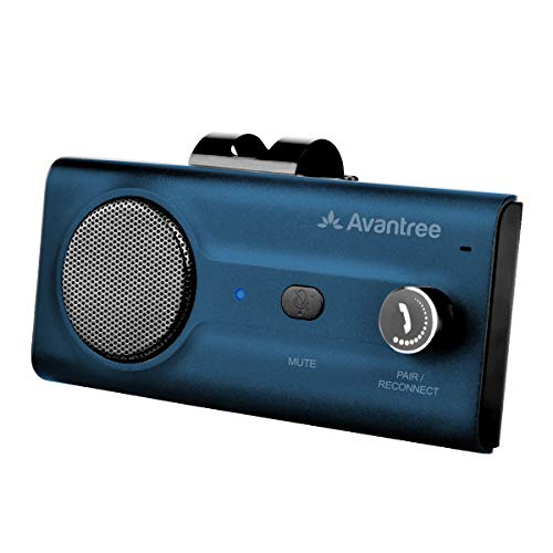 Avantree CK11 Bluetooth 5.0 Hands Free Cell Phone Car Kit, 3W Loud Speakerphone, Support Siri Assistant, Motion AUTO ON, Volume Knob, Wireless in Car Handsfree Speaker with Visor Clip – Blue