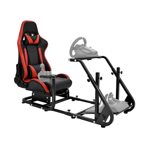 Dardoo Racing Simulator Cockpit with Red Seat Racing Steering Wheel Stand Fits for Logitech G920 G923, Thrustmaster, Fanatec Compatible with Xbox Playstation, Wheel& Pedals Not Included