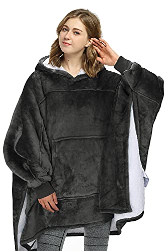 Catalonia Oversized Hoodie Sweatshirt Poncho, Casual Hoodie Cape, Batwing Coat Pullover Blanket | Fluffy Sherpa, Comfortable, Roomy | for Adults Women Men