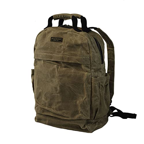 Readywares Waxed Canvas Durable Rugged Backpack for Men and Women, Laptop Sleeve, Travel, Work, Book bag Rucksack or Satchel