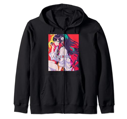 Artistic Magical Anime Girl With Purple Hair Relaxing Zip Hoodie