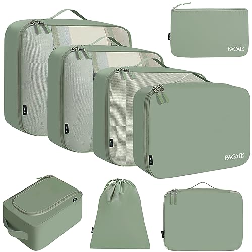 BAGAIL 8 Set Packing Cubes Luggage Packing Organizers for Travel Accessories-Matcha Green