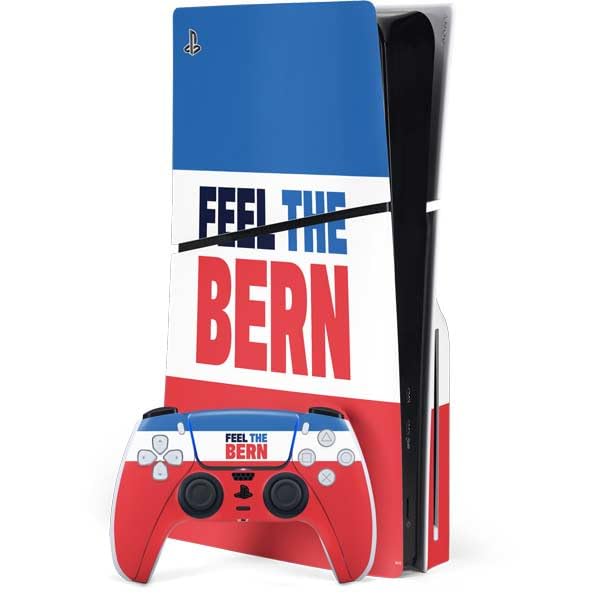 Skinit Decal Gaming Skin Compatible with PS5 Slim Disk Bundle - Feel The Bern Design