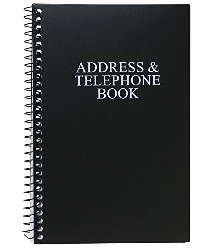 Iconikal Address and Telephone Book, Black, 8 x 5 inches for Organizing Names, Addresses, Email, Cell Phone Numbers