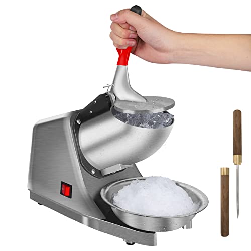 Reespring Shaved Ice Machine Snow Cone Machine Ice Crusher with Stainless Steel Blade Kitchen Electric for Shaved Ice and Snow Cone (300W 2000r/min) Also Comes with a complinentary Ice Pick