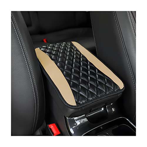 Car Center Console Cushion Pad, Universal Leather Waterproof Armrest Seat Box Cover Protector,Comfortable Car Decor Accessories Fit for Most Cars, Vehicles, SUVs (Beige)