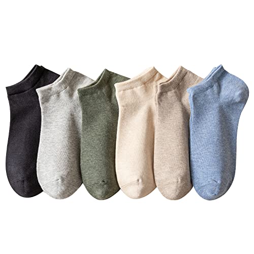 MAGIARTE Mens Cotton Ankle Socks Low Cut Athletic Multi Color No Show Socks for Men 6-Pack (Color 03L)