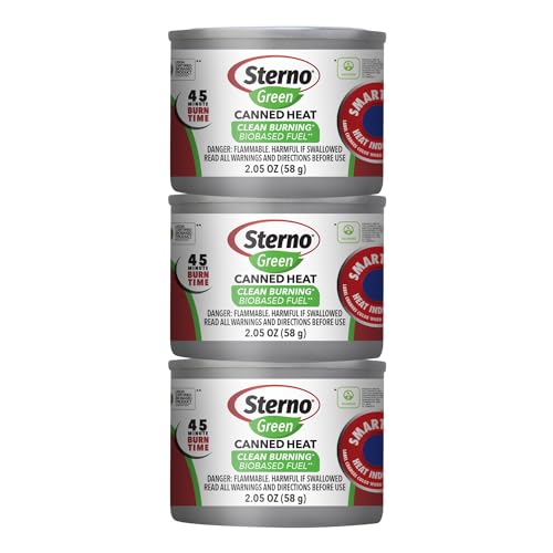 Sterno 45 Minute Green Canned Heat, Ethanol Gel, 3 Pack