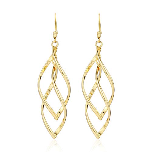 Earrings for Women 18K Gold Linear Swirl Wire Earrings For Women Dangling Boho Dangle Drop,Classic Infinity Earrings for Women Girls