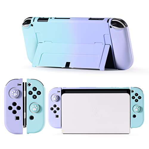 UYIYE Case for Nintendo Switch OLED 2021, [Gradient series] TPU Grip Protective Cover Accessories Compatible with Nintendo Switch OLED 7 Inch and Joy-Con Controller (blue-violet)