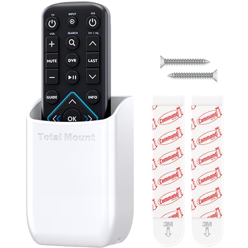 TotalMount Hole-Free Remote Holder – Eliminates Need to Drill Holes in Your Wall (White Remote Control Holder, Quantity 1)
