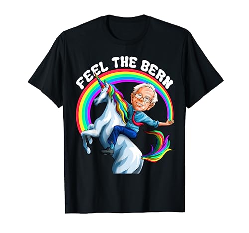 Feel the Bernie Shirt Riding Unicorn Magical Rainbow Bern T-Shirt