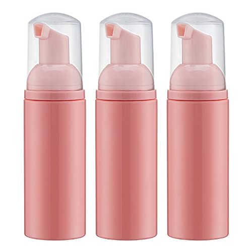 Tekson Soap Foam Bottle (Pink Pump), Empty Travel Foaming Lash Shampoo for Cleanser, Dispenser (60ml, 2 fl oz)